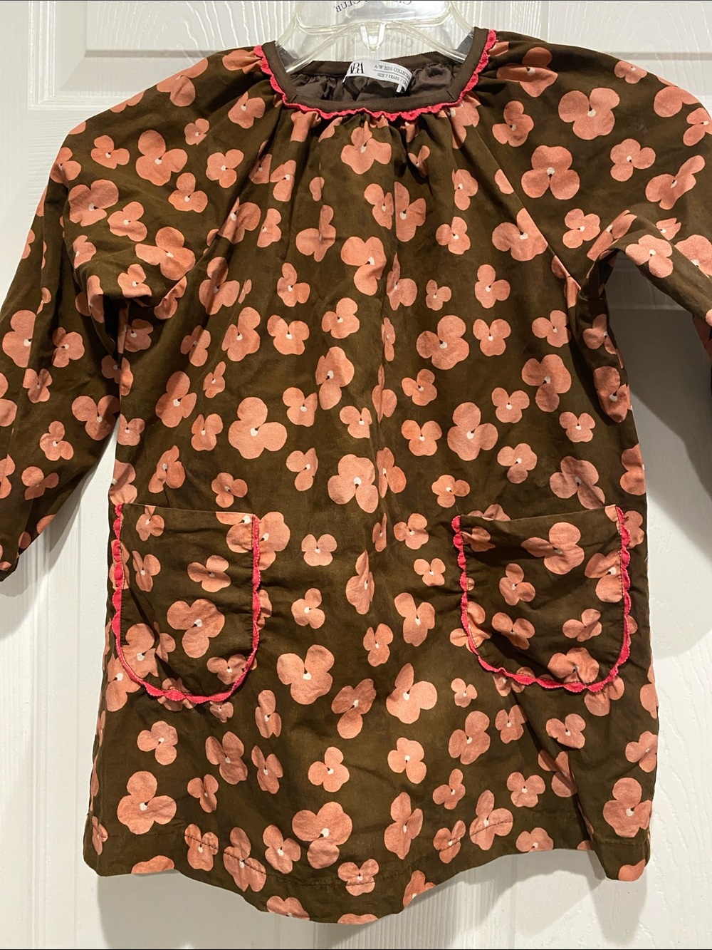 Zara Brown Girls' Skirt Dress with Pink Floral Print